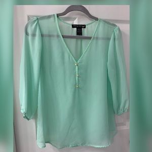 Sheer turquoise blouse